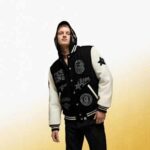A BATHING APE® Shark Hooded Varsity Jacket Black and white - Image 2