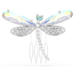 Ariana Grande x Swarovski brooch and hair accessory Crystal pearl, Mixed cuts, Dragonfly, White, Rhodium plated