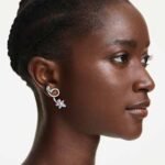 Ariana Grande x Swarovski drop earrings with ear jacket Mixed cuts, Dragonfly, flower, Multicoloured, Rhodium plated - Image 2