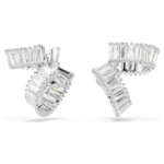 Ariana Grande x Swarovski ear cuffs, Baguette cut, White, Rhodium plated