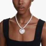 Ariana Grande x Swarovski necklace Crystal pearl, Heart cut, Heart, White, Rhodium plated - Image 2