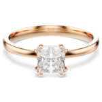 Attract ring Square cut, White, 18K rose gold finish