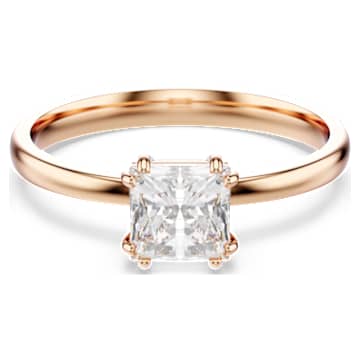 attract-ring-square-cut-white-18k-rose-gold-finish-swarovski-5717551 Attract ring Square cut, White, 18K rose gold finish - Image 1