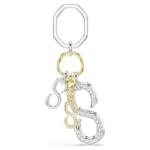 Bag charm Round cut, White, Mixed metal finish