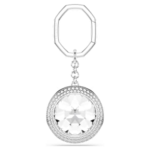 Bag charm Round cut, White, Rhodium plated