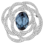 Barret brooch Blue, Rhodium plated