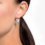 Bella drop earrings Heart, White, Rhodium plated - Image 2