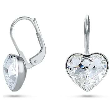 bella-drop-earrings-heart-white-rhodium-plated-swarovski-5687414 Bella drop earrings Heart, White, Rhodium plated - Image 1