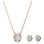Bella V set Round cut, White, 18K rose gold finish