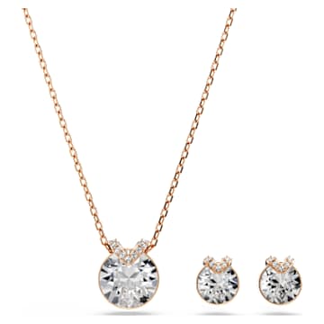 bella-v-set-round-cut-white-18k-rose-gold-finish-swarovski-5734674 Bella V set Round cut, White, 18K rose gold finish - Image 1