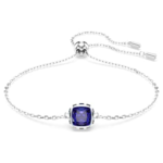 Birthstone bracelet Square cut, September, Blue, Rhodium plated