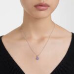 Birthstone pendant Square cut, September, Blue, Rhodium plated - Image 2