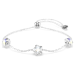 Chroma bracelet, Star, White, Rhodium plated