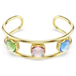 Chroma cuff Cushion cut, Multicoloured, 18K gold finish
