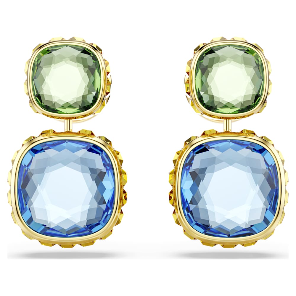 chroma-drop-earrings-cushion-cut-multicoloured-18k-gold-finish-swarovski-5692492 Chroma drop earrings, Cushion cut, Multicoloured, 18K gold finish - Image 1