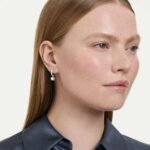 Chroma drop earrings, Mixed cuts, Star, White, Rhodium plated - Image 2