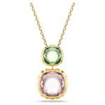 Chroma pendant, Cushion cut, Multicoloured, 18K gold finish