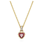 Chroma pendant, Heart, Red, 18K gold finish