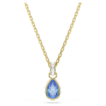 Chroma pendant, Pear cut, Blue, 18K gold finish