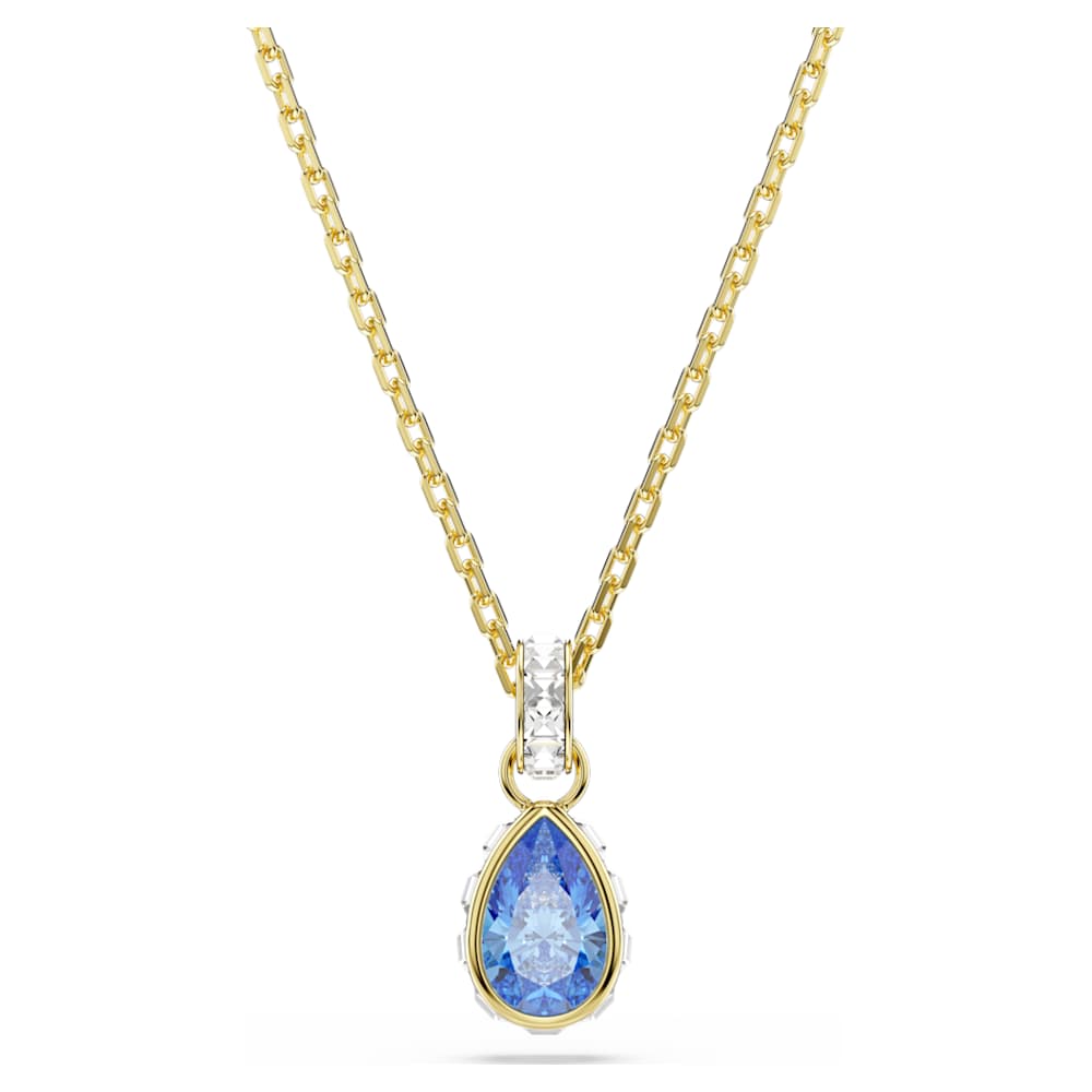 chroma-pendant-pear-cut-blue-18k-gold-finish-swarovski-5757786 Chroma pendant, Pear cut, Blue, 18K gold finish - Image 1