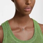Chroma pendant, Pear cut, Green, 18K gold finish - Image 2