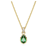 Chroma pendant, Pear cut, Green, 18K gold finish