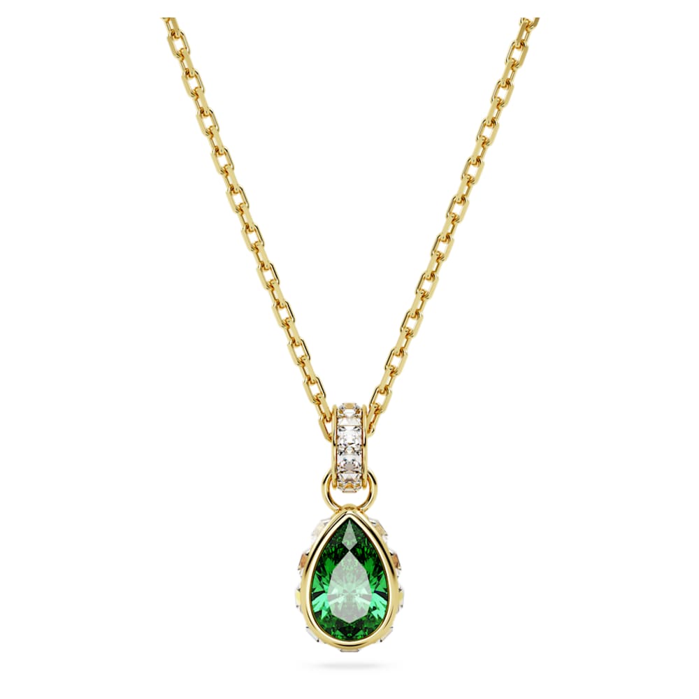chroma-pendant-pear-cut-green-18k-gold-finish-swarovski-5648751 Chroma pendant, Pear cut, Green, 18K gold finish - Image 1