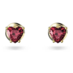 Chroma stud earrings Heart, Red, 18K gold finish