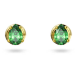 Chroma stud earrings Pear cut, Green, 18K gold finish