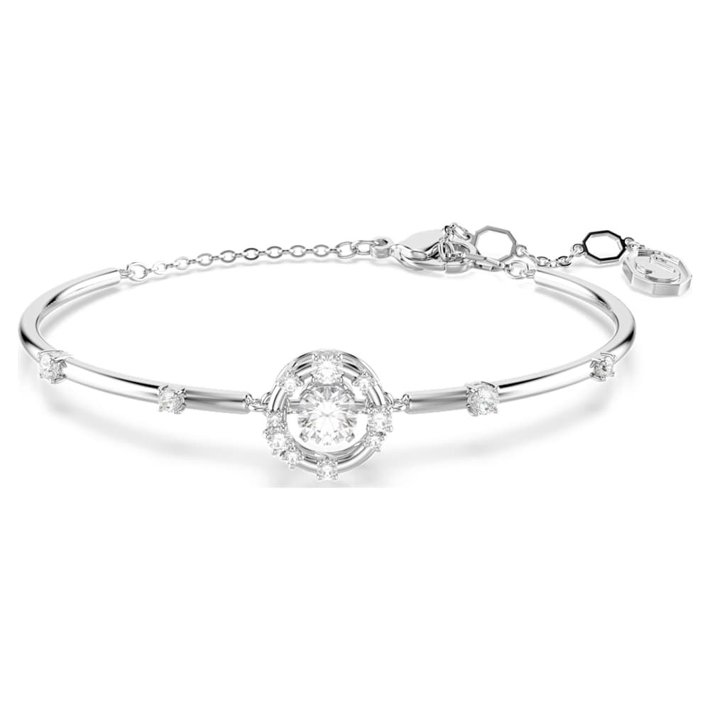 constella-bangle-round-cut-dancing-stone-white-rhodium-plated-swarovski-5743523 Constella bangle, Round cut, Dancing stone, White, Rhodium plated - Image 1