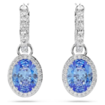 Constella drop earrings Oval cut, Blue, Rhodium plated
