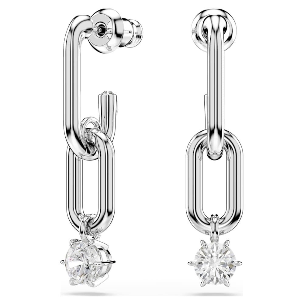 constella-drop-earrings-round-cut-white-rhodium-plated-swarovski-5728584 Constella drop earrings, Round cut, White, Rhodium plated - Image 1
