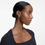 Constella hoop earrings Round cut, White, Rhodium plated - Image 2