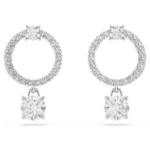 Constella hoop earrings Round cut, White, Rhodium plated