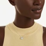 Constella pendant Round cut, Dancing stone, White, Rhodium plated - Image 2