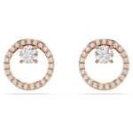 Constella stud earrings, Round cut, White, 18K rose gold finish