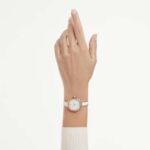 Crystalline bangle watch Swiss Made, Metal bracelet, White, Rose gold-tone finish - Image 2