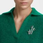 Dellium brooch Bamboo, Green, Rhodium plated - Image 2