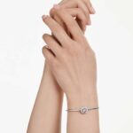 Dextera bangle, Round cut, White, Rhodium plated - Image 2