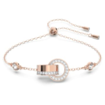 Dextera bracelet Interlocking loop, White, 18K rose gold finish