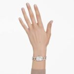 Dextera chain watch Swiss Made, Crystal bracelet, White, Champagne gold-tone finish - Image 2