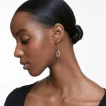 Dextera hoop earrings Asymmetrical design, White, Mixed metal finish - Image 2