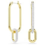 Dextera hoop earrings Asymmetrical design, White, Mixed metal finish