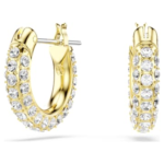Dextera hoop earrings Pavé, Mini, White, 18K gold finish