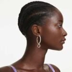 Dextera hoop earrings Round cut, White, 18K gold finish - Image 2