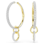 Dextera hoop earrings Round cut, White, 18K gold finish