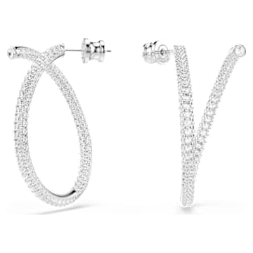 dextera-hoop-earrings-round-cut-white-rhodium-plated-swarovski-5695939 Dextera hoop earrings Round cut, White, Rhodium plated - Image 1