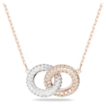 Dextera necklace Intertwined circles, White, 18K rose gold finish