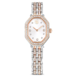Dextera octagon watch Swiss Made, Metal bracelet, Silver Tone, Rose gold-tone finish