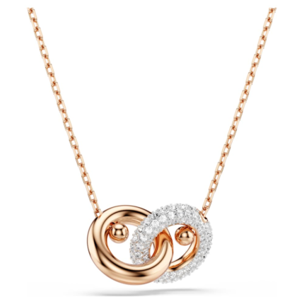 Dextera pendant, Round cut, White, 18K rose gold finish